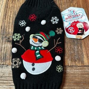 Pet Black Snowman Holiday Sweater